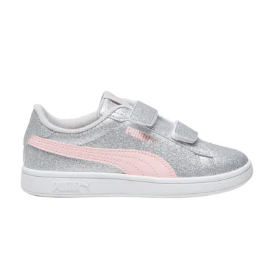 Pre-owned Puma Smash 3.0 Little Kid 'glitz Glam - Glacial Grey Frosty Pink' | Silver | Kid's Size 3