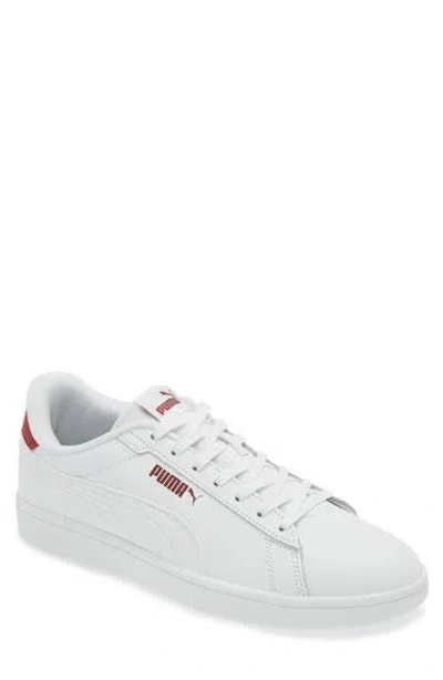 Puma Smash 3.0 Low Top Sneaker In  White-intense Red