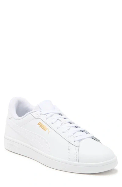 Puma Smash 3.0 Low Top Sneaker In  White- White-gold