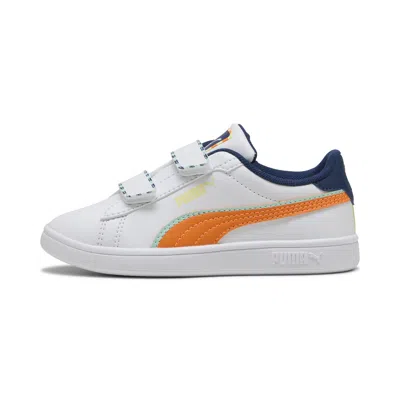 Puma Smash 3.0 Playdate Little Kids' Easy On Sneakers In White
