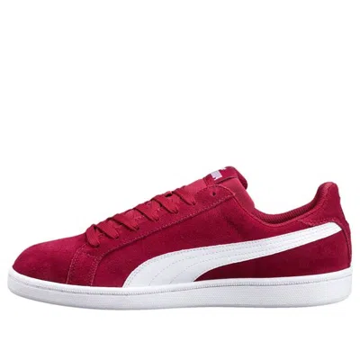 Puma Smash Suede Retro Low Top Skate Shoes Red In White