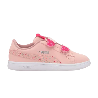 Pre-owned Puma Smash V2 Jr 'candy Hearts - Peachskin' In Pink