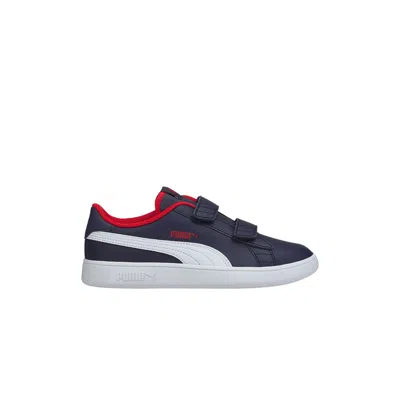 Pre-owned Puma Smash V2 Leather Little Kid 'peacoat High Risk Red' | Blue | Kid's Size 3.5