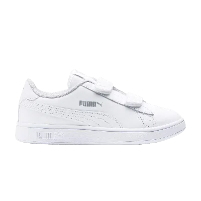 Pre-owned Puma Smash V2 Leather Little Kid 'triple White'