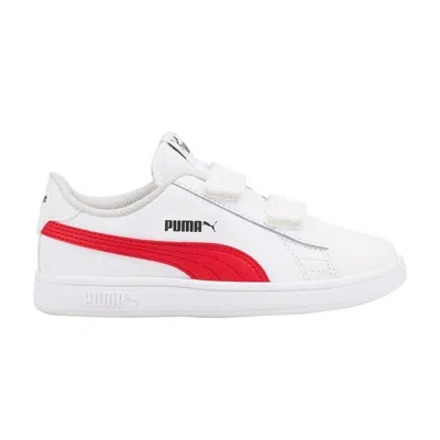 Pre-owned Puma Smash V2 Leather Little Kid 'white High Risk Red' | Kid's Size 12