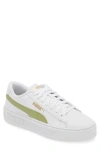 Puma Smash V3 Platform Sneaker In  White-calming Green-gold