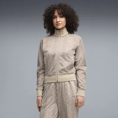 Puma Snake Pack Women's Printed Short T7 Track Jacket In Sand