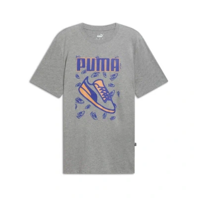 Puma Sneakers Graphic Men's T-shirt In Medium Gray Heather