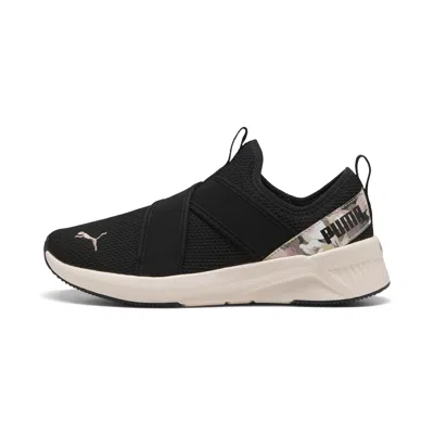 Puma Softride Harli Floral Women's Slip-on Sneakers In Black