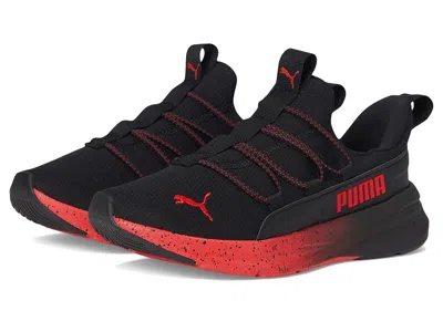 Puma One4all Slip On Shoes (little Kid/big Kid) Kid's Shoes Black/for All Time Red : 12 Little Kid M, Syn