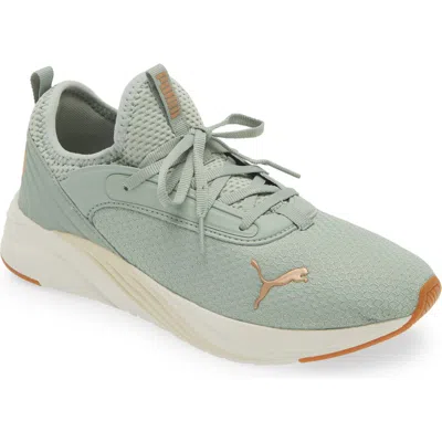 Puma Softride Ruby Luxe Sneaker In Green Fog- Gold