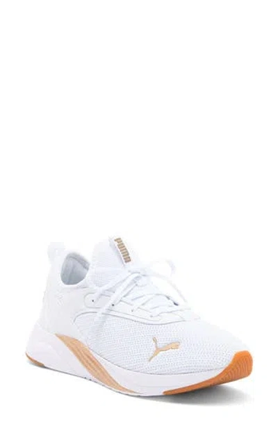 Puma Softride Ruby Luxe Sneaker In  White- Gold-gum