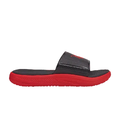 Pre-owned Puma Softride Slide Big Kid 'black Red'