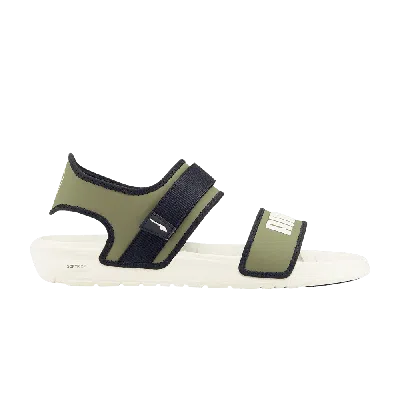 Pre-owned Puma Softride Slide 'white Dark Green Moss'