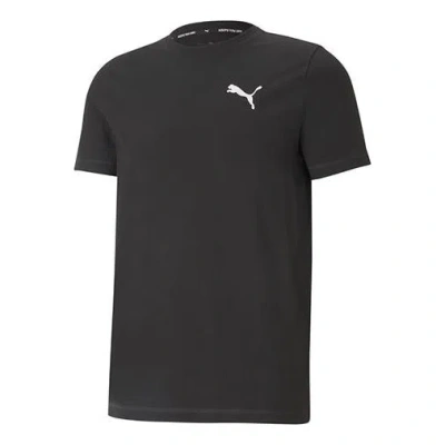 Puma Solid Color Athleisure Casual Sports Breathable Round Neck Short Sleeve Black