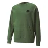 Puma Solid Color Logo Round Neck Pullover Long Sleeves Unisex Green