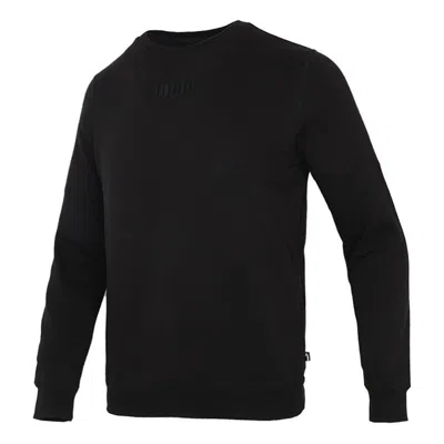 Puma Solid Color Logo Sports Round Neck Pullover Black