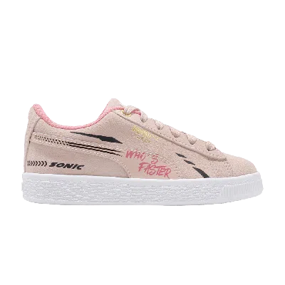 Pre-owned Puma Sonic The Hedgehog X Suede Jr 'who's Faster - Rosewater' In Tan
