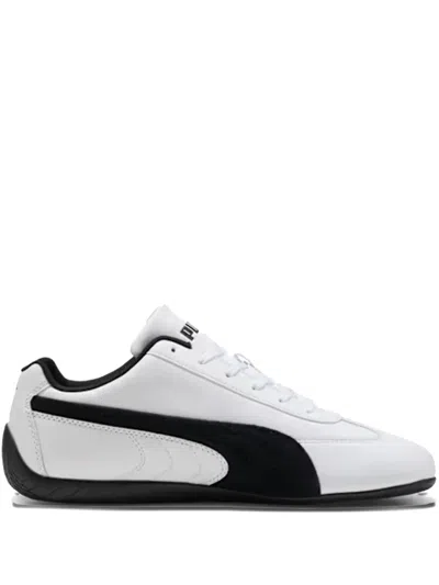 Puma Speedcar Leather Lace-up Sneakers In White