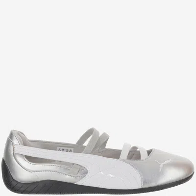 Puma Speedcat Ballet Metallic Ballerina Flats In Silver
