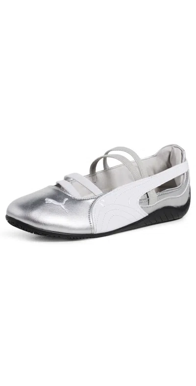 Puma Little Girls Speedcat Ballet Suede Mary Jane Casual Shoes From Finish Line In Gray