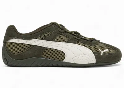 Pre-owned Puma Speedcat Go (women's) Sneakers In Dark Olive/warm White