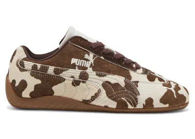 Pre-owned Puma Speedcat Og Cow Print (women's) Sneakers In Chocolate Brown/gum