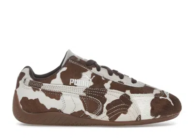 Pre-owned Puma Speedcat Og Cow Print (women's) Sneakers In Chocolate Brown/gum