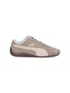 Puma Speedcat Elevated Beige Sneakers With Logo Print On The Side And Logo Lettering On The Side In Suede In Brown