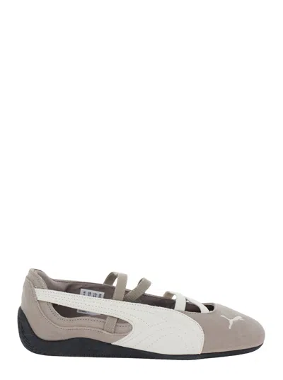 Puma Speedcat Tech Fabric Ballerina Sneakers With Rubber Sole In Gray