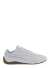 Puma 'speedcat' White Low Top Sneakers With Embossed Logo On The Tongue And Contrasting Sole In Leather U