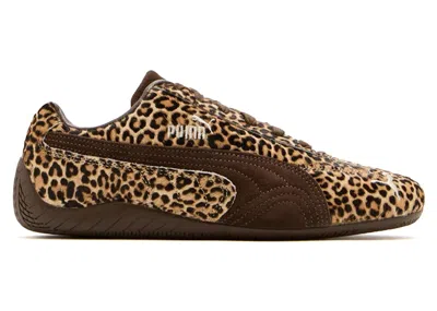 Pre-owned Puma Speedcat Wild Leopard Pony Hair (women's) Sneakers In Chocolate/warm White
