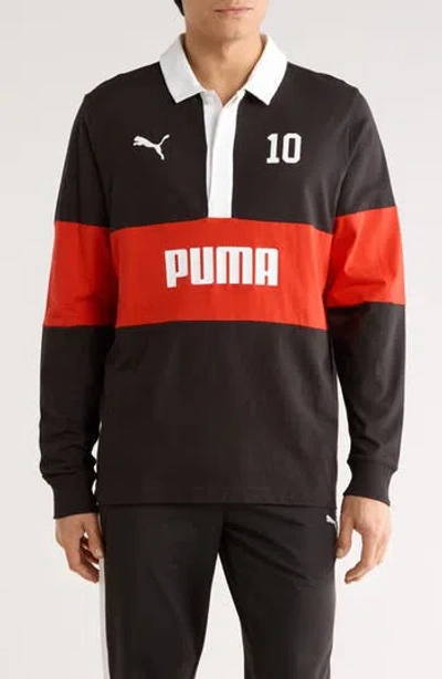 Puma Sport Colorblock Long Sleeve Rugby Polo In Multi