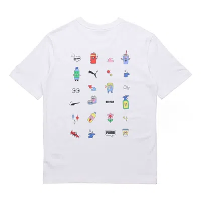 Puma Sports Alphabet Printing Round Neck Short Sleeve White