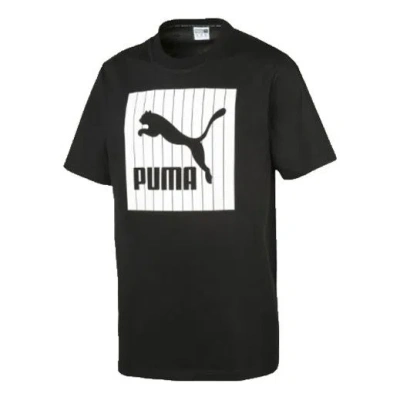 Puma Sports Printing Logo Round Neck Short Sleeve Black