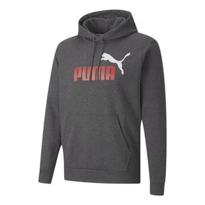Puma Sportswear Logo Hoodie 'grey Red White' In Black