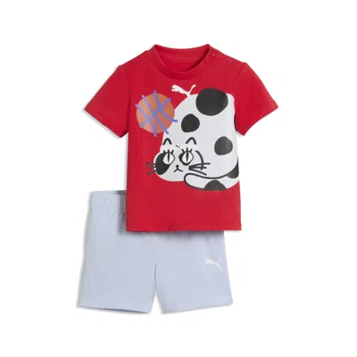 Puma Babies' Sporty Cats Matching Set Toddlers' T-shirt And Shorts Set In Red