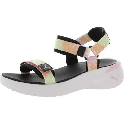 Puma Sporty Vola Womens Ankle Strap Open Toe Wedge Sandals In Animal Print