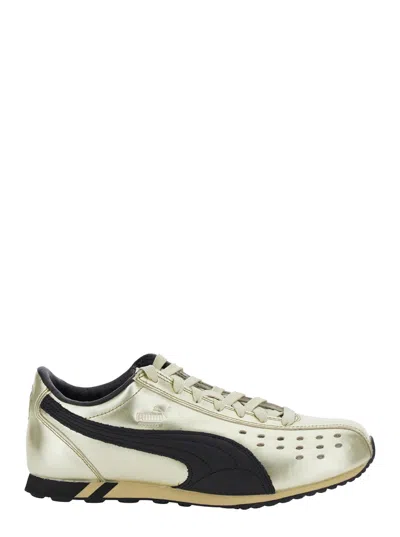 Puma Sprint Gold Colored Sneaker With Logo Print On The Side In Leather Unisex In Animal Print