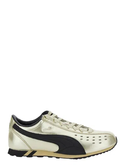 PUMA 'SPRINT' GOLD COLORED SNEAKER WITH LOGO PRINT ON THE SIDE IN LEATHER UNISEX