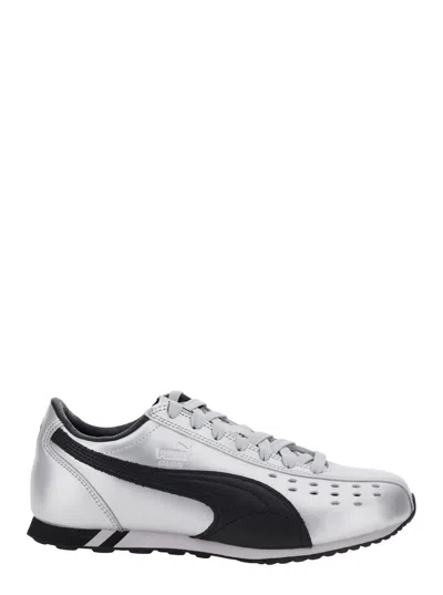 PUMA 'SPRINT' SILVER COLORED SNEAKER WITH LOGO PRINT ON THE SIDE IN LEATHER UNISEX