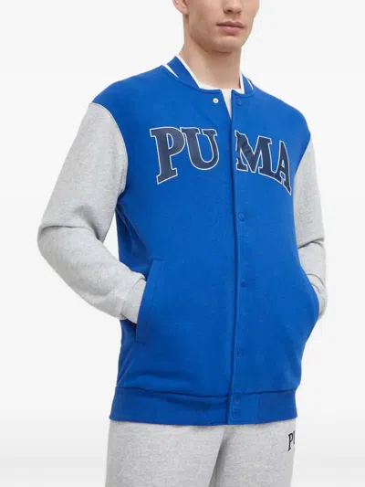 Puma Squad Logo-print Colour-block Jacket In Blue