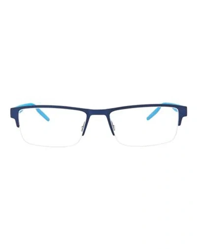 Puma Square-frame Metal Optical Frames Man Eyeglass Frame Blue Size 56 Metal In Black