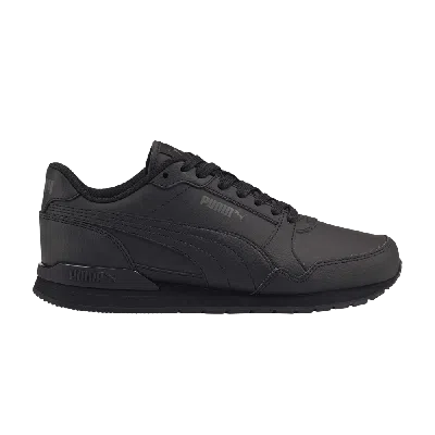 Pre-owned Puma St Runner V3 Leather Jr 'triple Black'