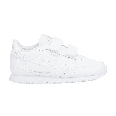 Pre-owned Puma St Runner V3 Leather Little Kid 'triple White'