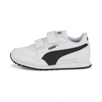Puma St Runner V3 Leather Little Kids' Sneakers In White- Black