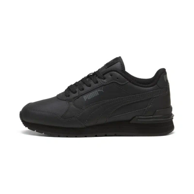 Puma St Runner V4 Leather Big Kids' Sneakers In Black-shadow Gray