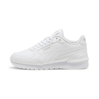 Puma St Runner V4 Leather Big Kids' Sneakers In White-cool Light Gray