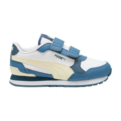 Pre-owned Puma St Runner V4 Leather Little Kid 'blue Horizon Creamy Vanilla' | Kid's Size 12.5
