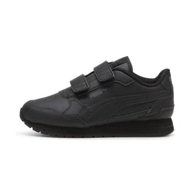 Puma St Runner V4 Leather Little Kids' Sneakers In Black-shadow Gray